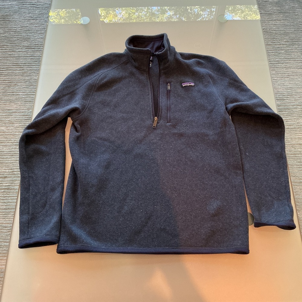 Patagonia Better Sweater 1/4 Zip Fleece Pullover Mens M Navy Blue Logo